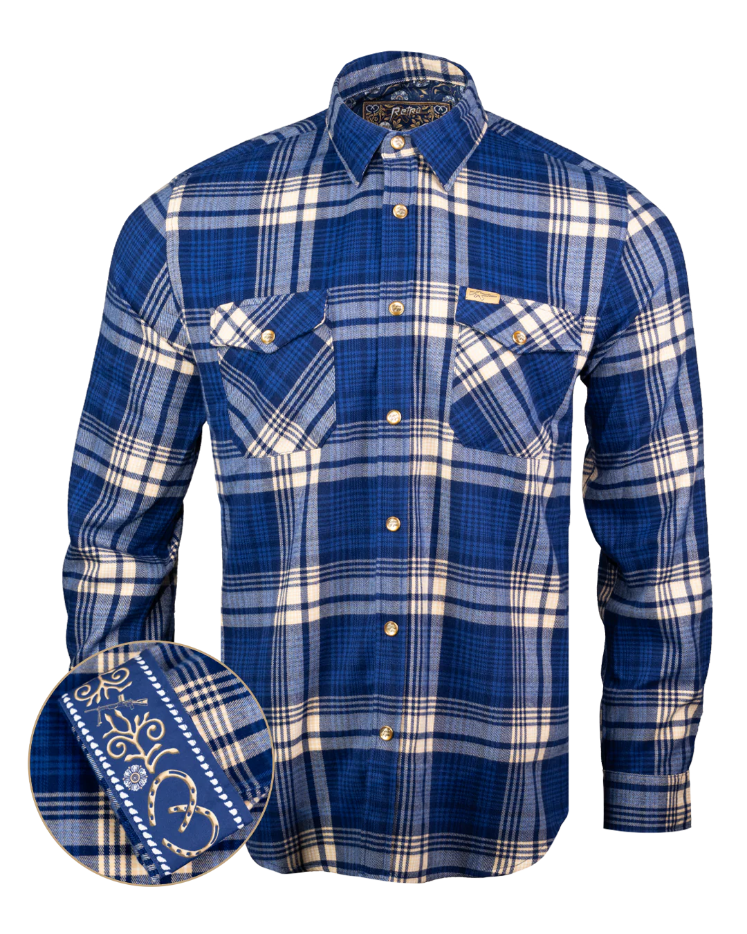 Los Charro (Blue) Flannel (Pearl Snaps)