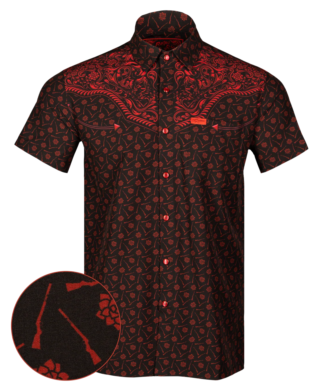 Old Silence (Red) Button Down (Pearl Snaps)