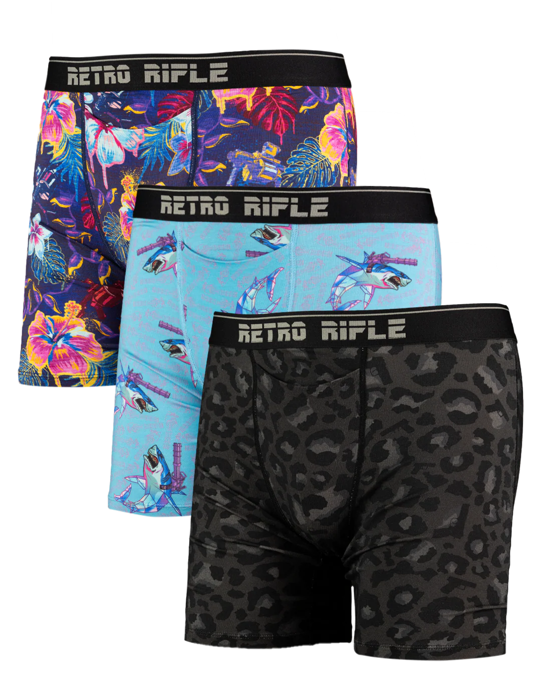 Shark/Drip/Leopard Boxer Briefs 3-Pack - Final Sale
