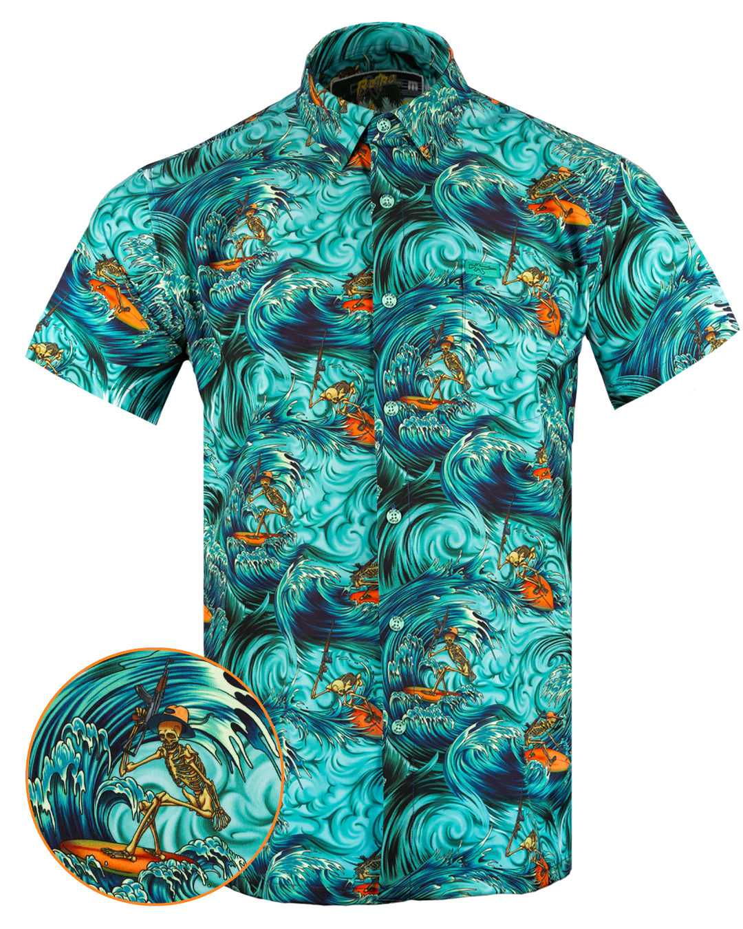 Surfs Up (Teal) Button Down