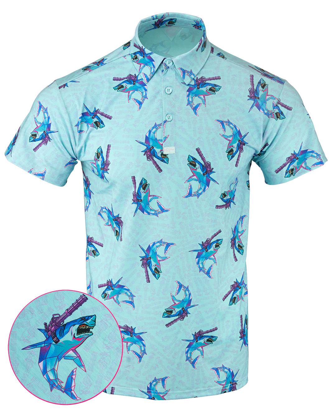 Synth Shark (Light Blue) Polo