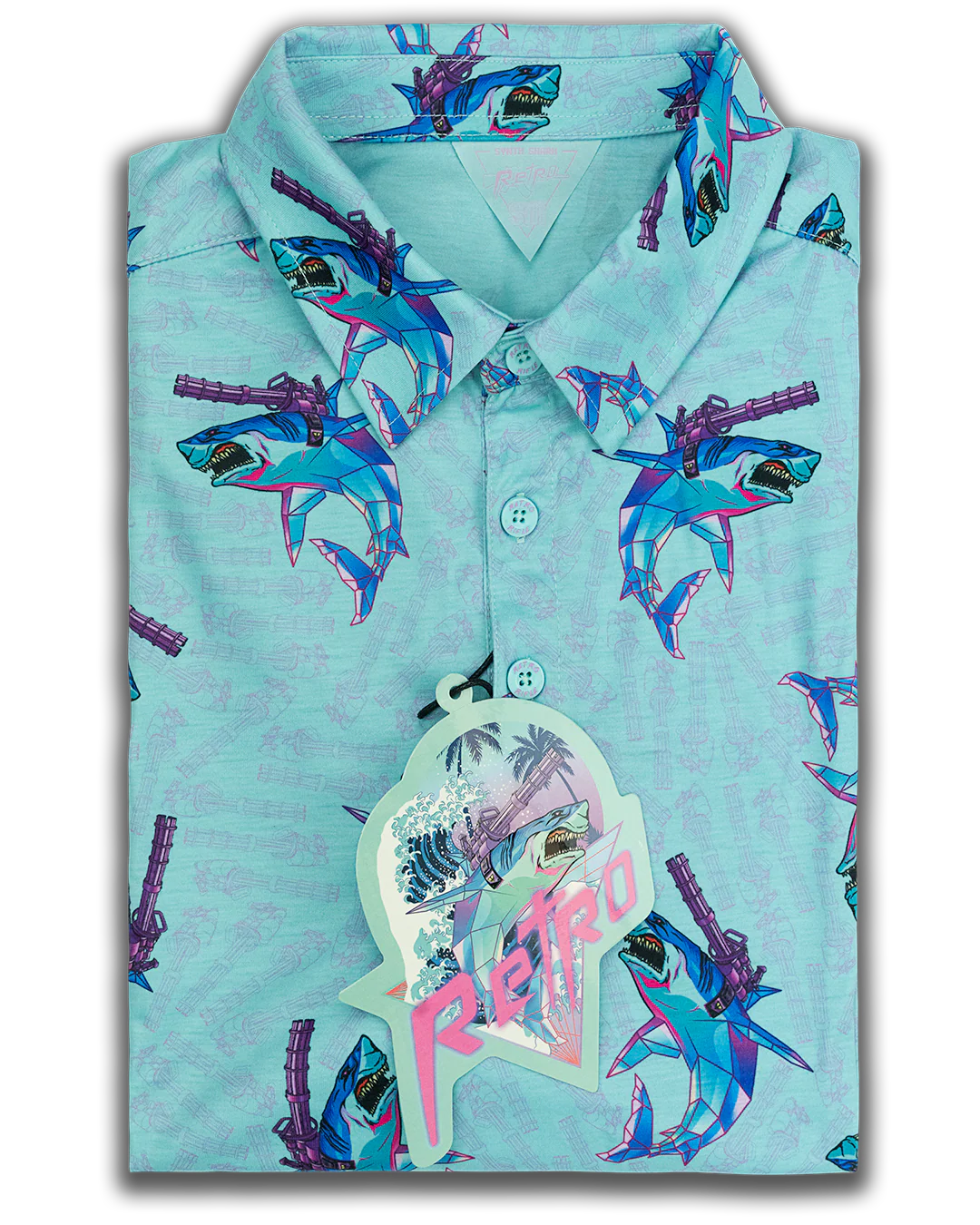 Synth Shark (Light Blue) Polo - Image 5