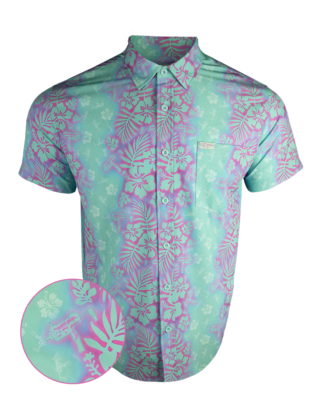 Tropic Aloha (Mint/Pink) Button Down
